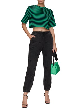 Figure View - Click To Enlarge - THE FRANKIE SHOP - ‘Karina’ Striped Cotton Cropped Crewneck T-Shirt