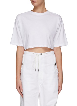 Main View - Click To Enlarge - THE FRANKIE SHOP - ‘Karina’ Cropped Cotton Crewneck T-Shirt