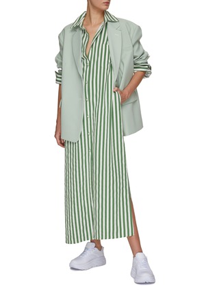 Figure View - Click To Enlarge - THE FRANKIE SHOP - ‘Cala’ Striped Cotton Shirt Dress