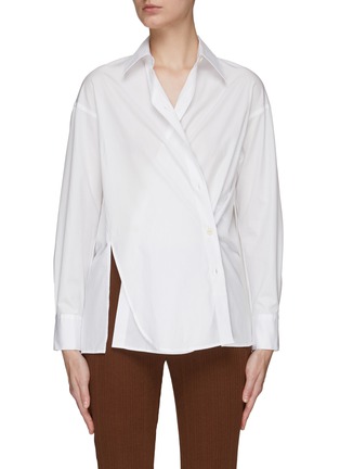 Main View - Click To Enlarge - VINCE - Convertible Side Slit Cotton Button-Up Shirt