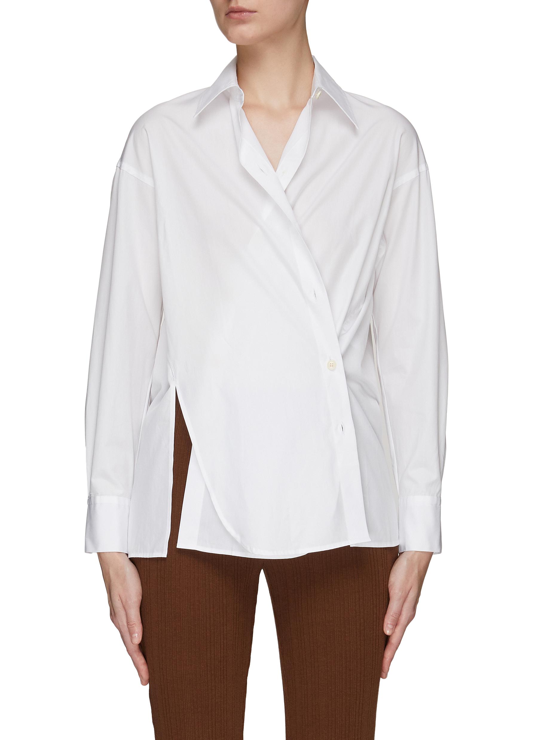 VINCE Convertible Side Slit Cotton Button-Up Shirt