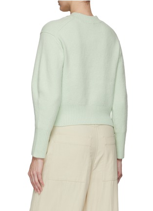 Back View - Click To Enlarge - VINCE - PUFF SLEEVE CREWNECK LONG SLEEVE WOOL KNIT SWEATER
