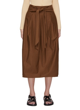 Main View - Click To Enlarge - VINCE - SELF TIE WAIST COTTON MIDI SKIRT