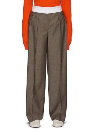 Main View - Click To Enlarge - THE ROW - ‘Milla’ Contrasting Waist Pleated Virgin Wool Blend Straight Legged Pants