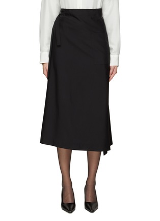 Main View - Click To Enlarge - THE ROW - ‘ONDA’ WRAP DETAIL MIDWEIGHT WOOL MIDI SKIRT