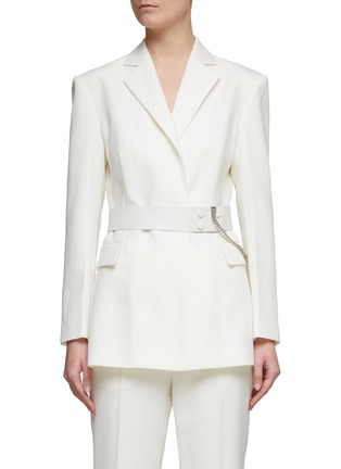 Main View - Click To Enlarge - COMME MOI - CHAIN DETAIL BELTED BLAZER