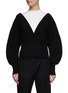 Main View - Click To Enlarge - COMME MOI - TWO TONE HIGH NECK PUFF SLEEVE JUMPER