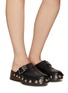 Figure View - Click To Enlarge - GANNI - Buckled Strap Studded Leather Clogs