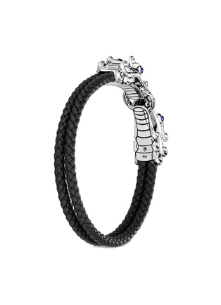 Detail View - Click To Enlarge - JOHN HARDY - ‘Legends Naga’ Sapphire Silver Double Woven Leather Strap Bracelet