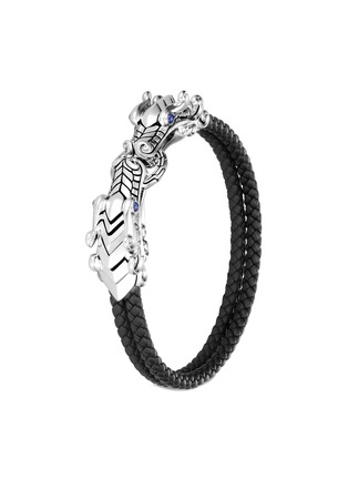 Main View - Click To Enlarge - JOHN HARDY - ‘Legends Naga’ Sapphire Silver Double Woven Leather Strap Bracelet