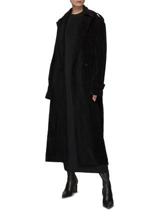 Figure View - Click To Enlarge - RUOHAN - ‘OUVA’ BELTED CRUSHED VELVET TRENCH COAT