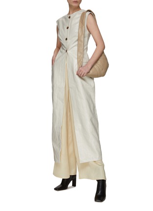 Figure View - Click To Enlarge - RUOHAN - CREWNECK SLEEVELESS BUTTON FRONT MAXI DRESS