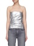 Main View - Click To Enlarge - RTA - ‘Diane’ Draped Lambskin Leather Strapless Bustier