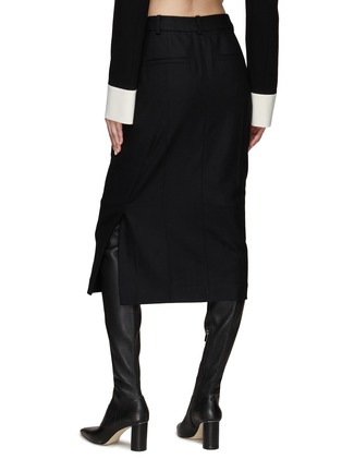 Back View - Click To Enlarge - KIMHĒKIM - ‘Mary’ Side Slit Creased Wool Blend Tailored Midi Skirt