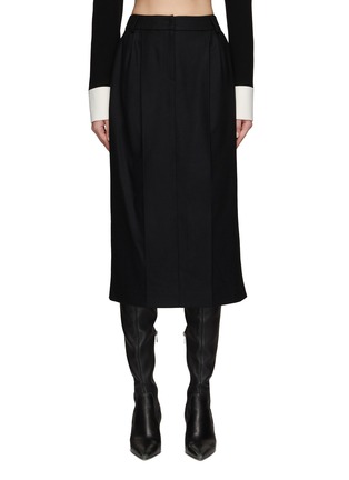 Main View - Click To Enlarge - KIMHĒKIM - ‘Mary’ Side Slit Creased Wool Blend Tailored Midi Skirt