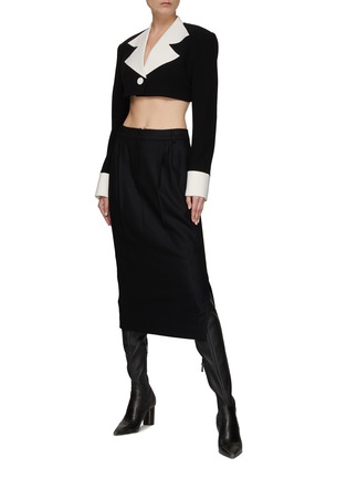 Figure View - Click To Enlarge - KIMHĒKIM - ‘Mary’ Side Slit Creased Wool Blend Tailored Midi Skirt