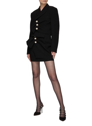 Figure View - Click To Enlarge - KIMHĒKIM - ‘Venus’ Pearlescent Button Wool Blend Mini Wrap Skirt