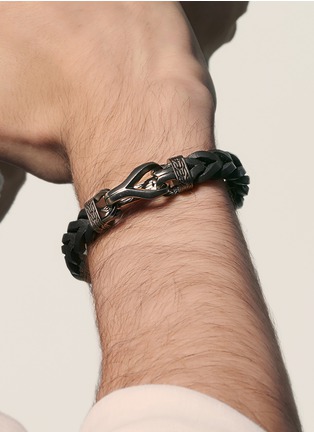 Detail View - Click To Enlarge - JOHN HARDY - ‘ASLI CLASSIC CHAIN’ BLACK RHODIUM PLATED STERLING SILVER LEATHER BRACELET