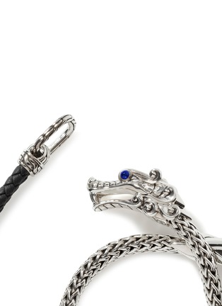 Detail View - Click To Enlarge - JOHN HARDY - ‘LEGENDS NAGA’ SAPPHIRE STERLING SILVER DOUBLE WRAP LEATHER BRACELET