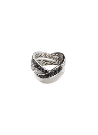 Main View - Click To Enlarge - JOHN HARDY - ‘CLASSIC CHAIN’ TREATED BLACK SAPPHIRE SPINEL HAMMERED STERLING SILVER BAND RING