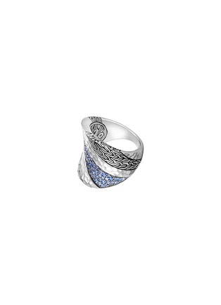 Detail View - Click To Enlarge - JOHN HARDY - ‘CLASSIC CHAIN’ SAPPHIRE HAMMERED SILVER SADDLE RING