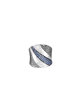 Main View - Click To Enlarge - JOHN HARDY - ‘CLASSIC CHAIN’ SAPPHIRE HAMMERED SILVER SADDLE RING