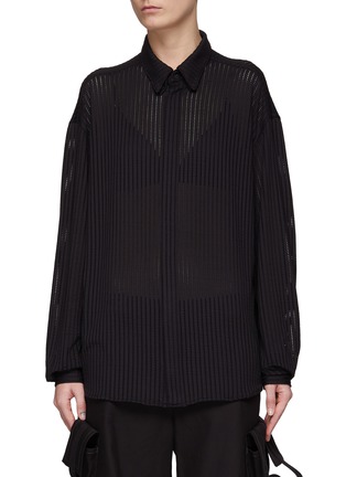 Main View - Click To Enlarge - RTA - Concealed Placket Mesh Stripe Shirt