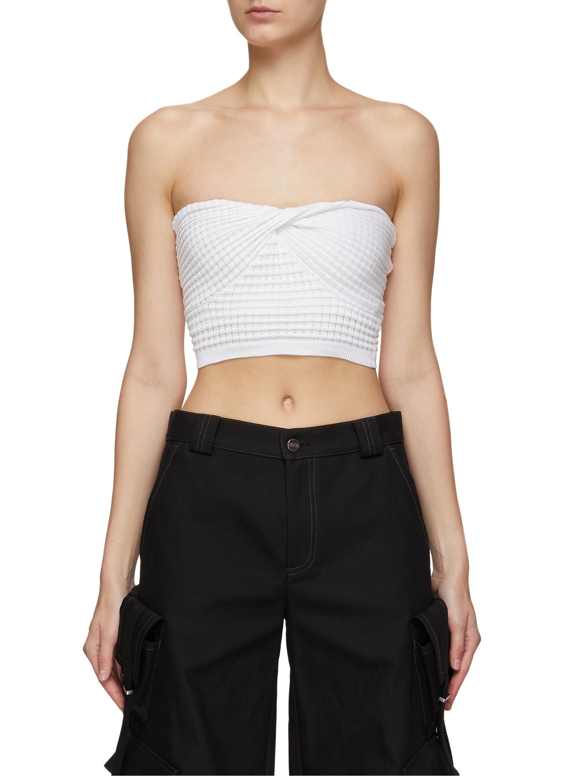 RTA ‘EUGENE' FRONT TWIST RIBBED COTTON TUBE TOP