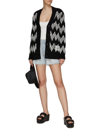 Figure View - Click To Enlarge - MISSONI - Contrasting Chevron Pattern Wool Knit Button-Up Cardigan