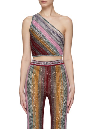 Main View - Click To Enlarge - MISSONI - SLEEVELESS ONE SHOULDER CROPPED WRAP TOP
