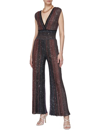 Figure View - Click To Enlarge - MISSONI - SLEEVELESS DEEP V-NECK LACE JUMPSUIT