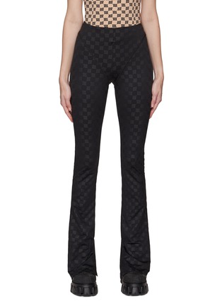 Main View - Click To Enlarge - MISBHV - ALL OVER MONOGRAM SLIT HEM FLARED TROUSERS