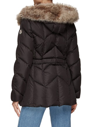 Back View - Click To Enlarge - MONCLER - FUR HOOD LONG SLEEVE BELTED PUFFER JACKET