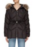 Main View - Click To Enlarge - MONCLER - FUR HOOD LONG SLEEVE BELTED PUFFER JACKET