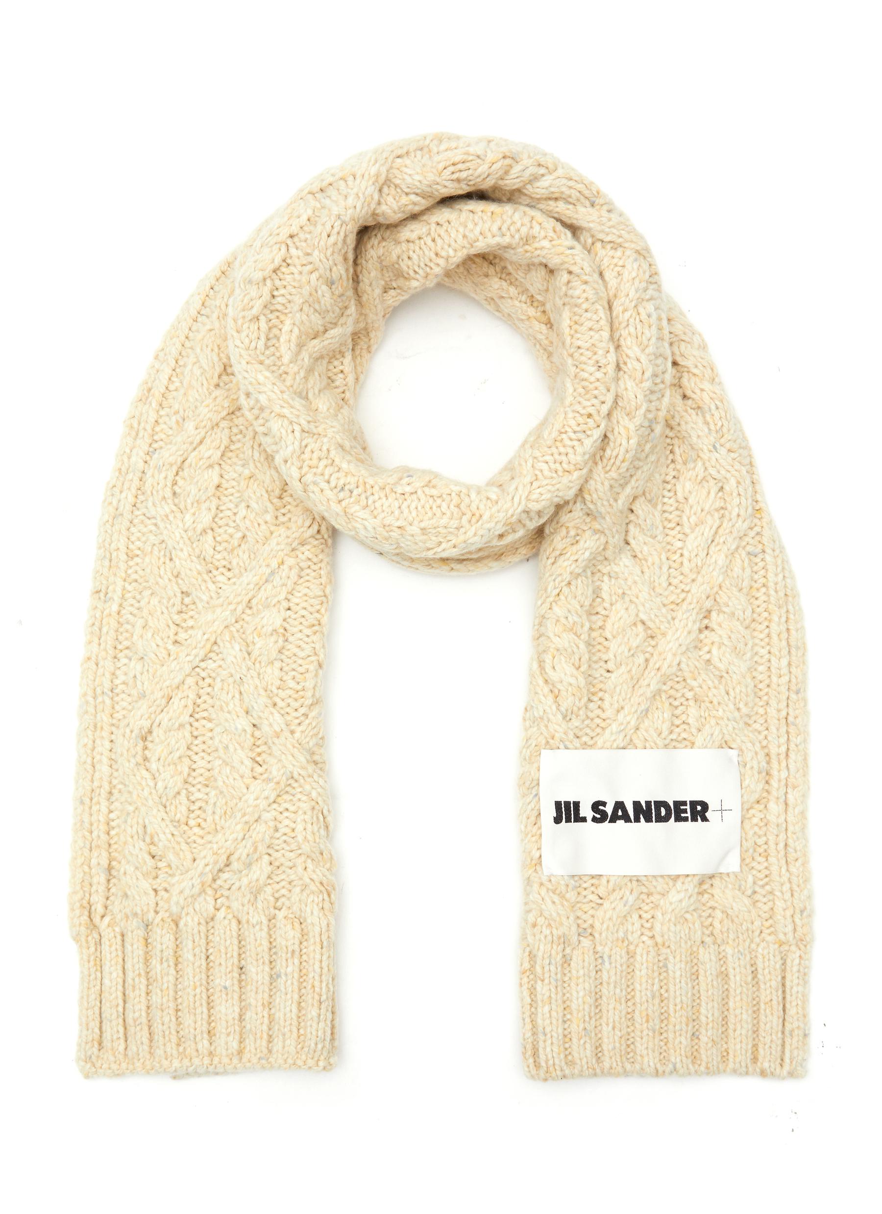 Jil Sander Donegal Wool Chunky Cable Knit Scarf In Neutral | ModeSens
