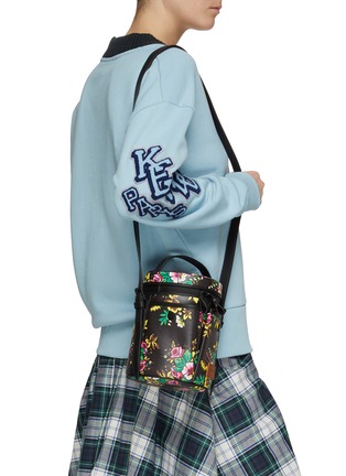 Figure View - Click To Enlarge - KENZO - Floral Print Leather Bucket Bag