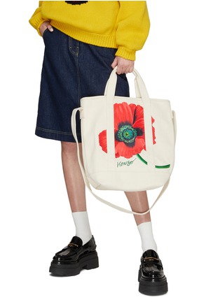 Front View - Click To Enlarge - KENZO - Poppy Print Logo Canvas Tote Bag