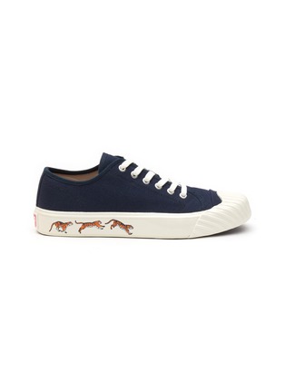 Main View - Click To Enlarge - KENZO - ‘KENZOSCHOOL’ TIGER PRINT LOW TOP LACE UP CANVAS SNEAKERS