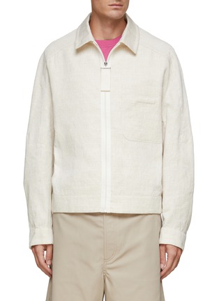 Main View - Click To Enlarge - JACQUEMUS - Wide Zip Pull Linen Blend Shirt Jacket