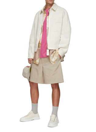 Figure View - Click To Enlarge - JACQUEMUS - Wide Zip Pull Linen Blend Shirt Jacket