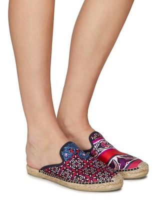 Figure View - Click To Enlarge - RESPOKE - ‘LUPE’ REPURPOSED HERMES SCARF CUT OUT ESPADRILLE SLIDES