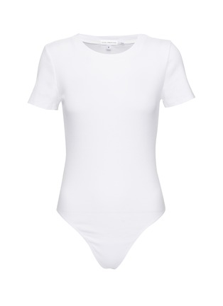 Main View - Click To Enlarge - GOOD AMERICAN - CREWNECK RIBBED KNIT T-SHIRT BODYSUIT
