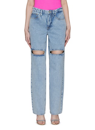 Main View - Click To Enlarge - GOOD AMERICAN - ‘GOOD’ '90S THIGH SLIT DETAILS STRAIGHT LEG JEANS