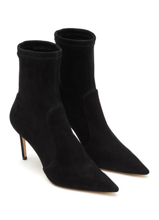 Detail View - Click To Enlarge - STUART WEITZMAN - STRETCH SUEDE SOCK ANKLE BOOT