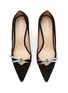 STUART WEITZMAN - CRYSTAL KNOTTED BOW DETAIL SUEDE PUMPS