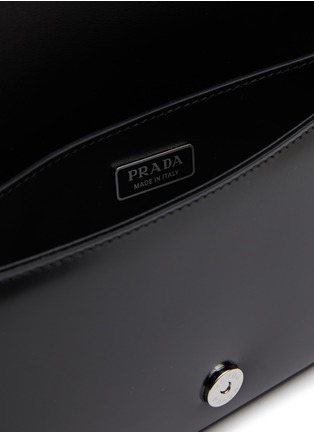 Detail View - Click To Enlarge - PRADA - ‘Femme’ Triangular Logo Brushed Leather Shoulder Bag