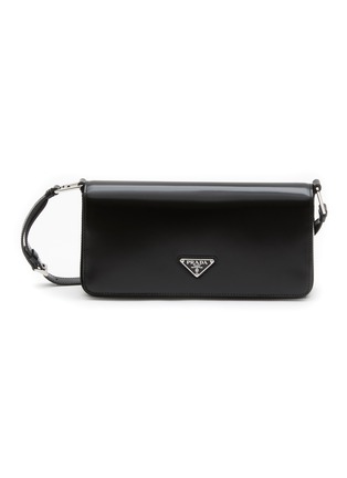 Main View - Click To Enlarge - PRADA - ‘Femme’ Triangular Logo Brushed Leather Shoulder Bag