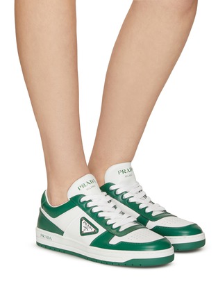 Figure View - Click To Enlarge - PRADA - ‘Downtown’ Logo Plaque Lace-Up Sneakers