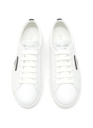 Detail View - Click To Enlarge - PRADA - ‘Lane’ Logo Plaque Lace-Up Sneakers