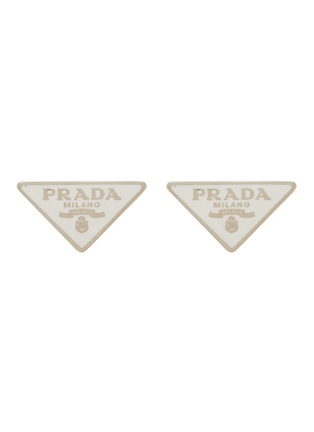 Main View - Click To Enlarge - PRADA - Triangular Logo Sterling Silver Stud Earrings